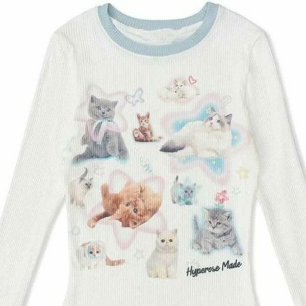 Y2K Cat Print Streetwear Shirt