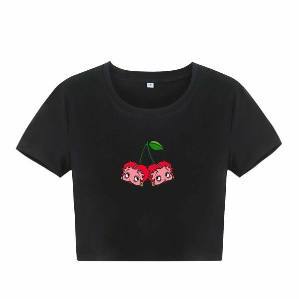 Y2K Cherry Dice Graphic Tee | Streetwear Crop Top for Women