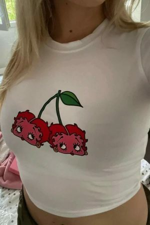 Y2K Cherry Dice Graphic Tee | Streetwear Crop Top for Women