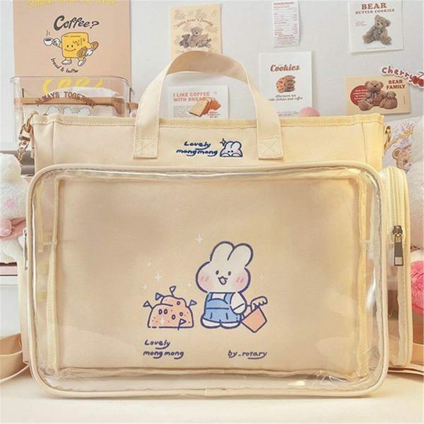 Y2K Clear Window Ita Bag Crossbody - Streetwear JK Girls Shoulder School Bag