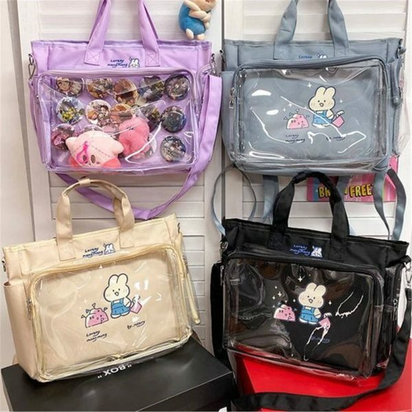 Y2K Clear Window Ita Bag Crossbody - Streetwear JK Girls Shoulder School Bag