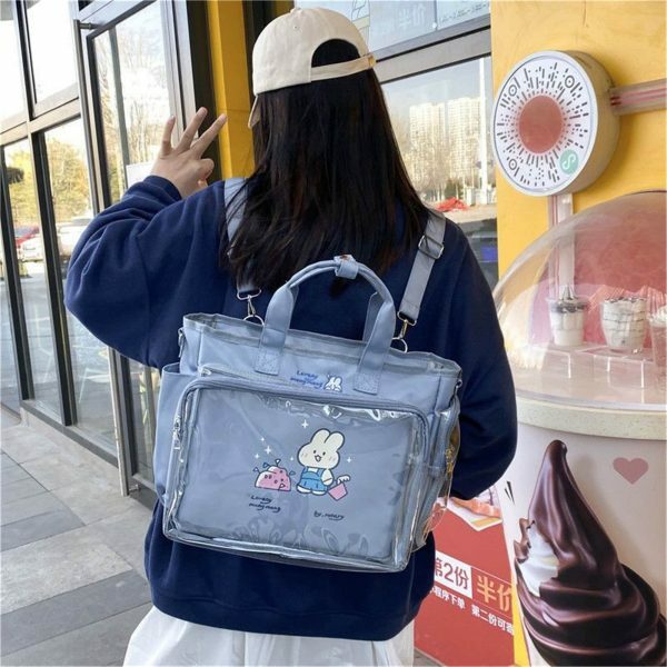 Y2K Clear Window Ita Bag Crossbody - Streetwear JK Girls Shoulder School Bag