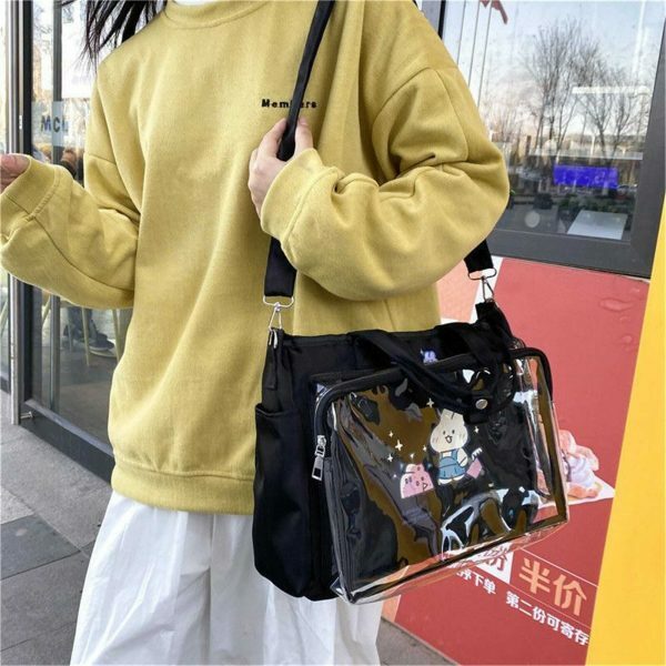 Y2K Clear Window Ita Bag Crossbody - Streetwear JK Girls Shoulder School Bag