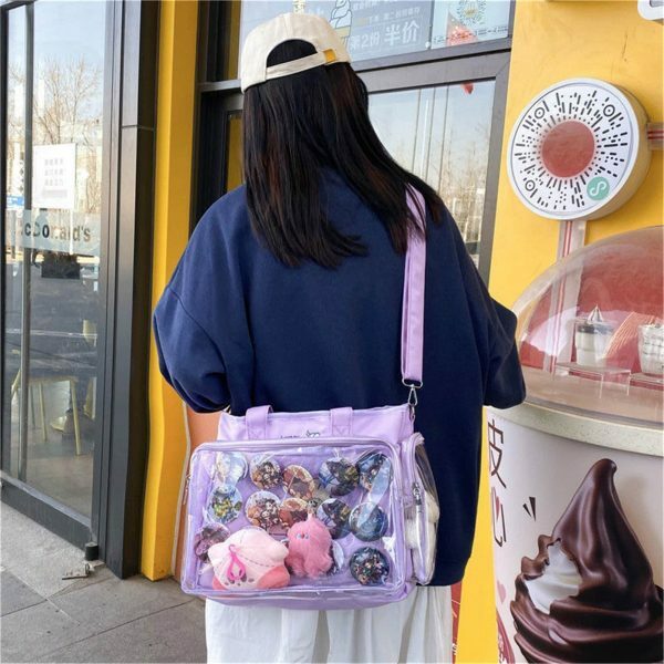 Y2K Clear Window Ita Bag Crossbody - Streetwear JK Girls Shoulder School Bag