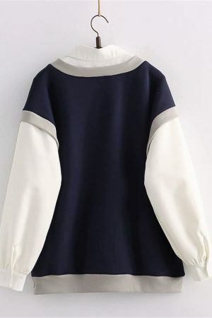 Y2K Collared Cashmere Sweater Set: Polo & Hoodie