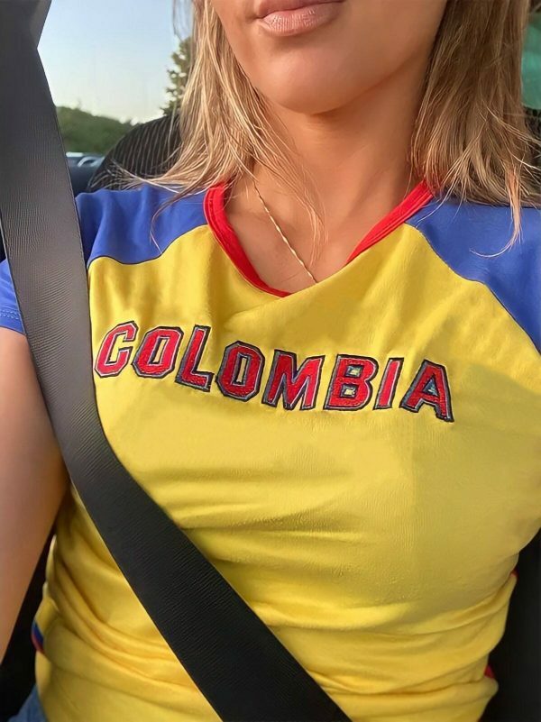 Y2K Colombia Soccer Baby Tee - Angel Baby Jersey Top