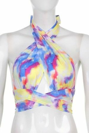 Y2K Colorful Fit Crop Top - Trendy Sexy Lolita Summer Fashion Street Chic