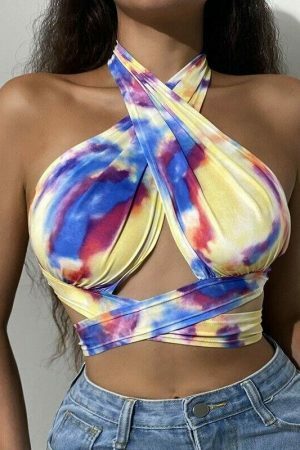 Y2K Colorful Fit Crop Top - Trendy Sexy Lolita Summer Fashion Street Chic