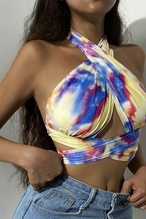 Y2K Colorful Fit Crop Top - Trendy Sexy Lolita Summer Fashion Street Chic