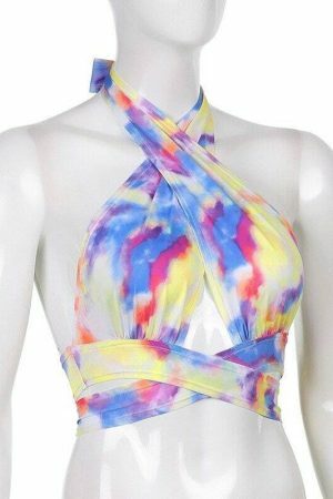 Y2K Colorful Fit Crop Top - Trendy Sexy Lolita Summer Fashion Street Chic