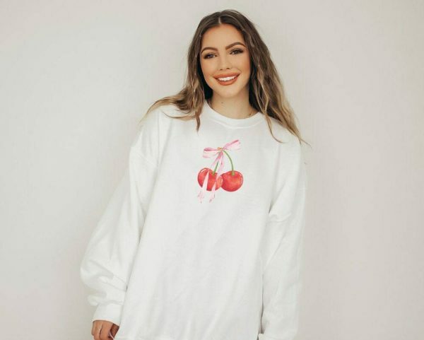 Y2K Coquette Bow Cherries Sweatshirt - Streetwear Dollcore Balletcore Aesthetic - Sustainable Heavyweight Cotton Crewneck