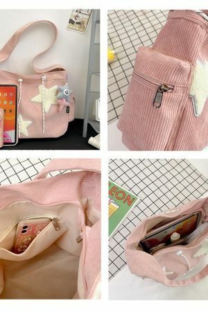 Y2K Corduroy Crossbody Shoulder Messenger Bag Cute Girl Christmas Gift