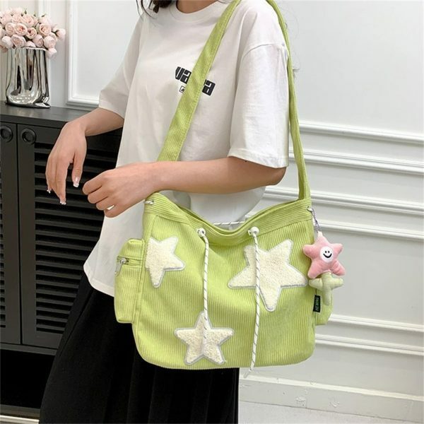 Y2K Corduroy Crossbody Shoulder Messenger Bag Cute Girl Christmas Gift