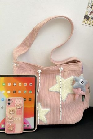 Y2K Corduroy Crossbody Shoulder Messenger Bag Cute Girl Christmas Gift