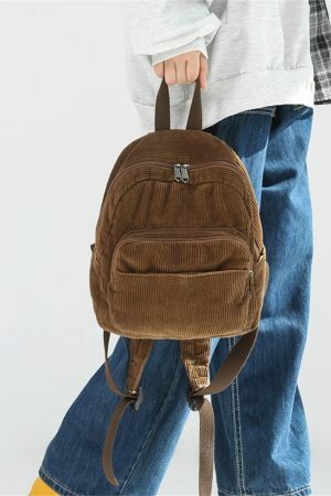 Y2K Corduroy Mini Backpack | Lightweight Streetwear Sling Bag