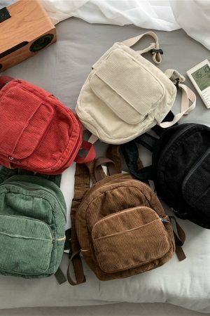 Y2K Corduroy Mini Backpack | Lightweight Streetwear Sling Bag