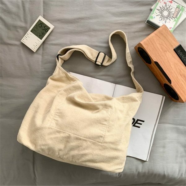 Y2K Corduroy Shoulder Bag - Stylish High Capacity Streetwear Tote