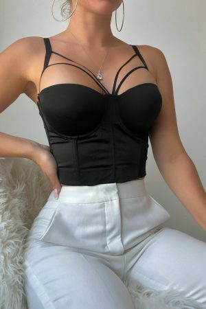 Y2K Corset Style Bustier Crop Top for Waist Smaller Aesthetics