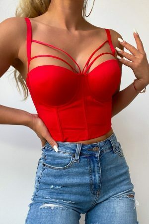 Y2K Corset Style Bustier Crop Top for Waist Smaller Aesthetics