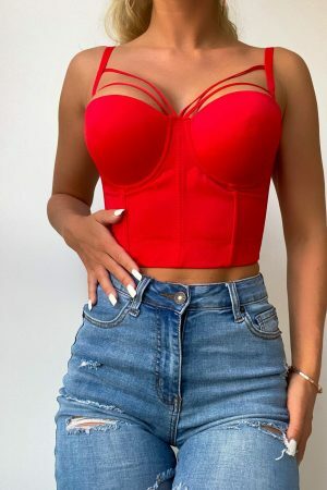 Y2K Corset Style Bustier Crop Top for Waist Smaller Aesthetics