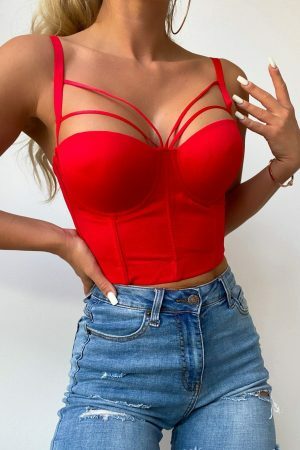 Y2K Corset Style Bustier Crop Top Waist Cincher