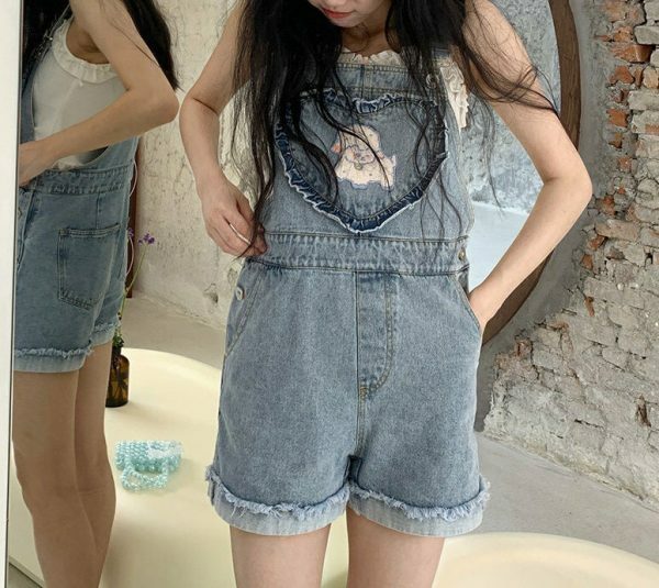 Y2K Cotton Overalls Coquette Aesthetic Cottagecore Lolita Jeans Kawaii Fashion Women's Teen Clothing Mia