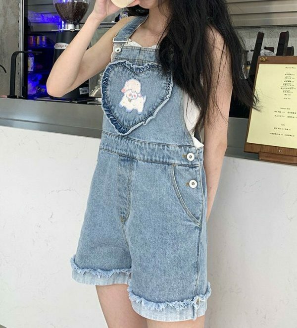 Y2K Cotton Overalls Coquette Aesthetic Cottagecore Lolita Jeans Kawaii Fashion Women's Teen Clothing Mia