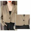 Y2K Cropped Solid Single-Button Blazer for Women - Streetwear Chic Outwear