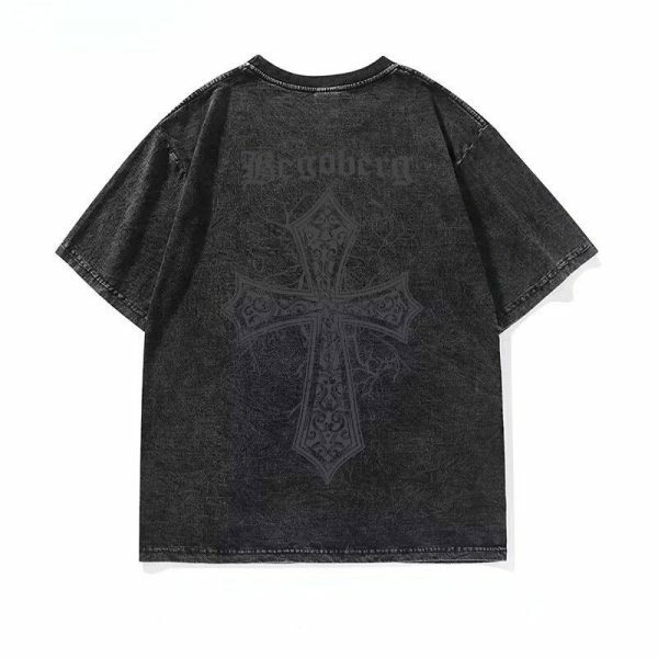 Y2K Cross Print Gothic Streetwear T-Shirt