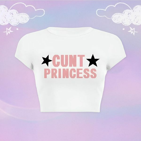 Y2K Cunt Princess Crop Top - Slogan Tee, Coquette Aesthetic, Soft Girl Era