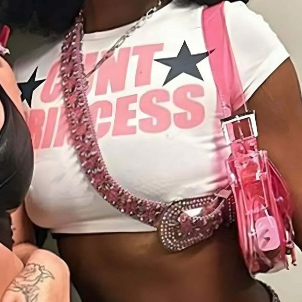 Y2K Cunt Princess Crop Top - Slogan Tee, Coquette Aesthetic, Soft Girl Era