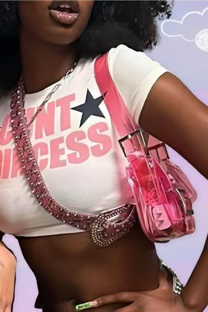 Y2K Cunt Princess Crop Top - Slogan Tee, Coquette Aesthetic, Soft Girl Era