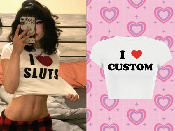 Y2K Custom I Heart Baby Tee, DIY Pedro Pascal Shirt - Gift for Her