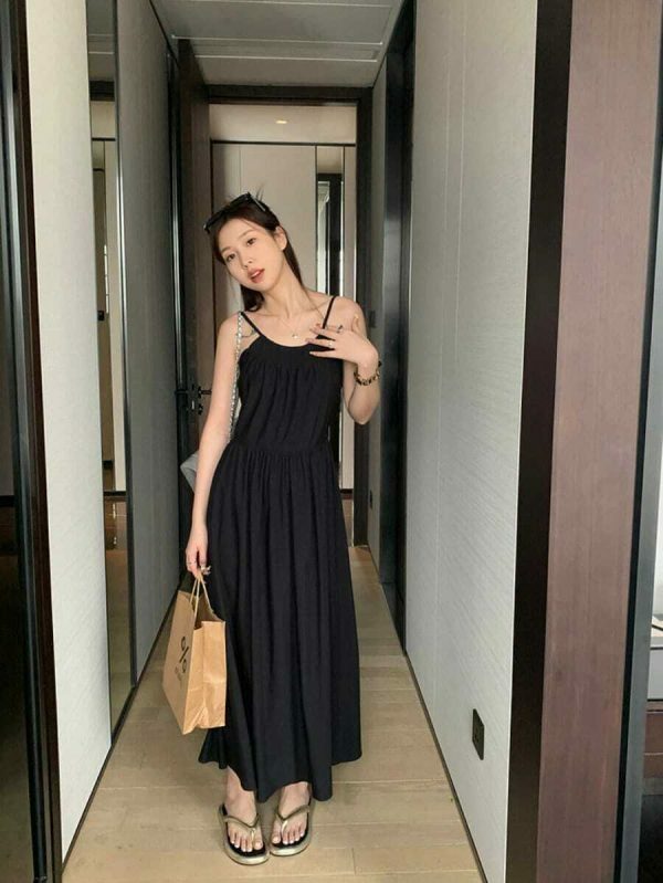 Y2K Cut-out Open Back Spaghetti Strap Maxi Dress in Korean Style