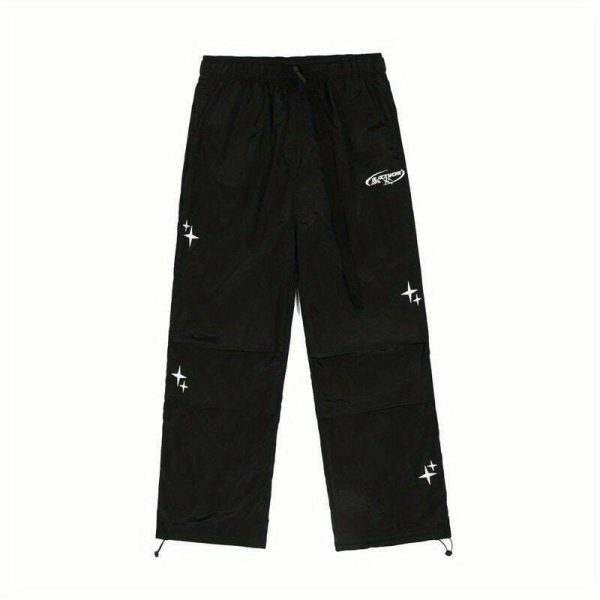 Y2K Cyber Streetwear Unisex Wide Leg Cargo Pants Black