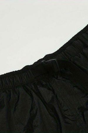 Y2K Cyber Streetwear Unisex Wide Leg Cargo Pants Black