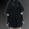 Y2K Cyberpunk Techwear Black Oversized Shirt Korean Fashion Top