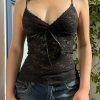 Y2K Ditsy Black Lace Cami Streetwear Top