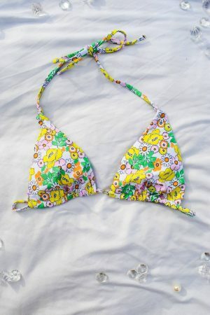 Y2K Ditsy Flower Triangle Bikini Top