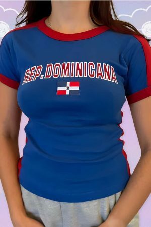 Y2K Dominican Republic Soccer Crop Top - 90s 2000s Streetwear