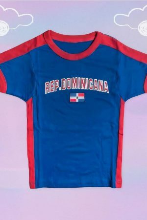 Y2K Dominican Republic Soccer Crop Top - 90s 2000s Streetwear