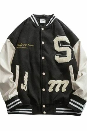 Y2K Embroidered Baseball Jacket - Retro Streetwear Aesthetic