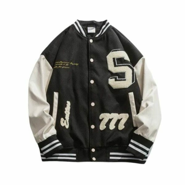 Y2K Embroidered Baseball Jacket - Retro Streetwear Aesthetic