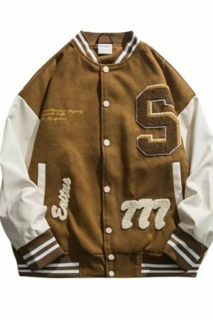 Y2K Embroidered Baseball Jacket - Retro Streetwear Aesthetic