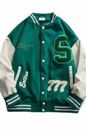 Y2K Embroidered Baseball Jacket - Retro Streetwear Aesthetic