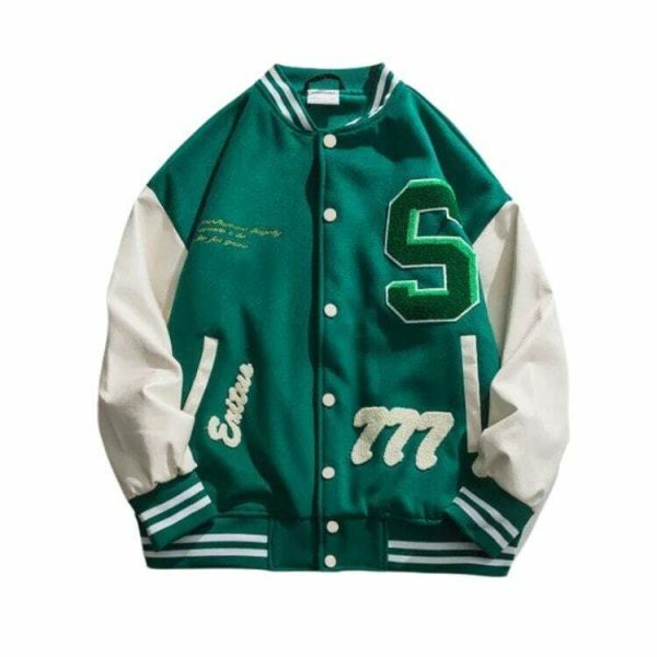 Y2K Embroidered Baseball Jacket - Retro Streetwear Aesthetic