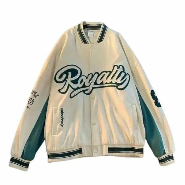 Y2K Embroidered Bomber Jacket with Baseball Collar