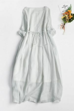 Y2K Embroidered Cotton Midi Dress with Boho Half Sleeves