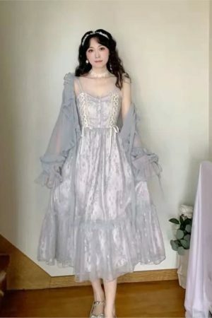 Y2K Fairy Sequin Lace Tulle Vintage Slip French Cottagecore Milkmaid Dress