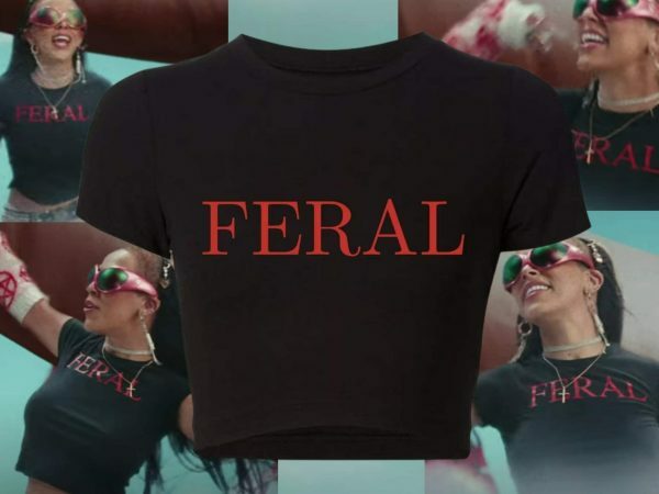 Y2K FERAL Baby Tee Crop Top, Trendy Streetwear Aesthetic